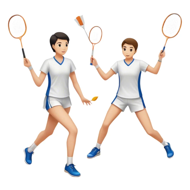 two players playing badminton in badminton court sticker