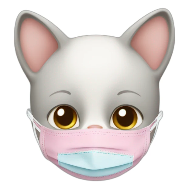 baby cat with covid mask sticker