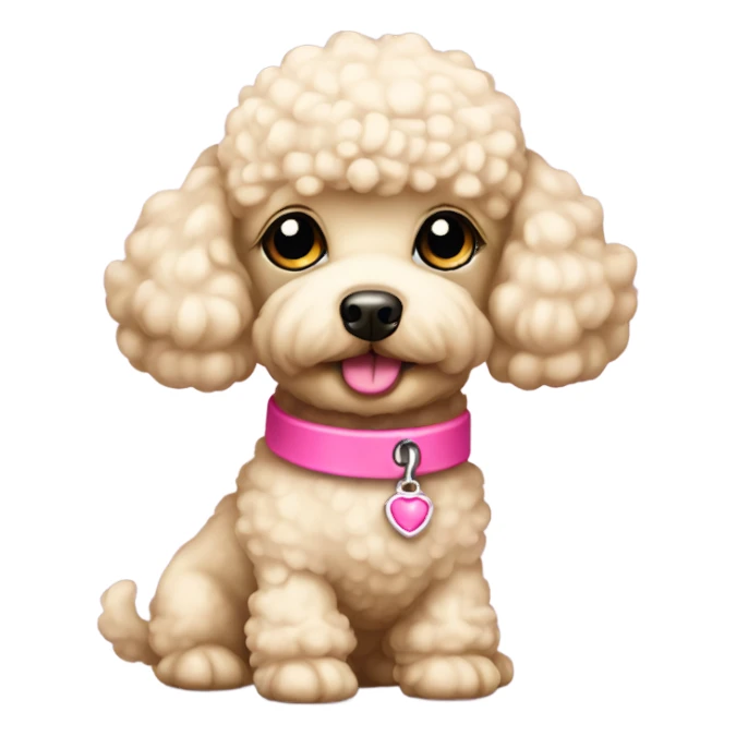 Cream toy poodle with pink collar sticker
