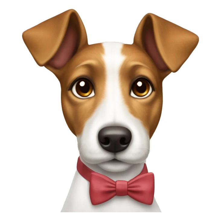 Brown and white mini Smooth fox terrier with bow tie sticker