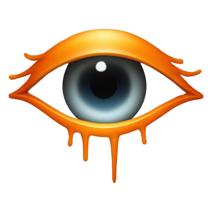 Create an iOS-style emoji of Sauron's eye with a vertical slit pupil, glowing orange iris, in a simple, round design with smooth gradients and minimal details, resembling the clean look of iOS emojis. sticker