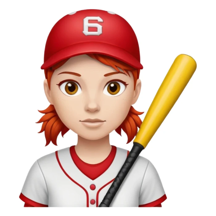 Softball player with red hair sticker