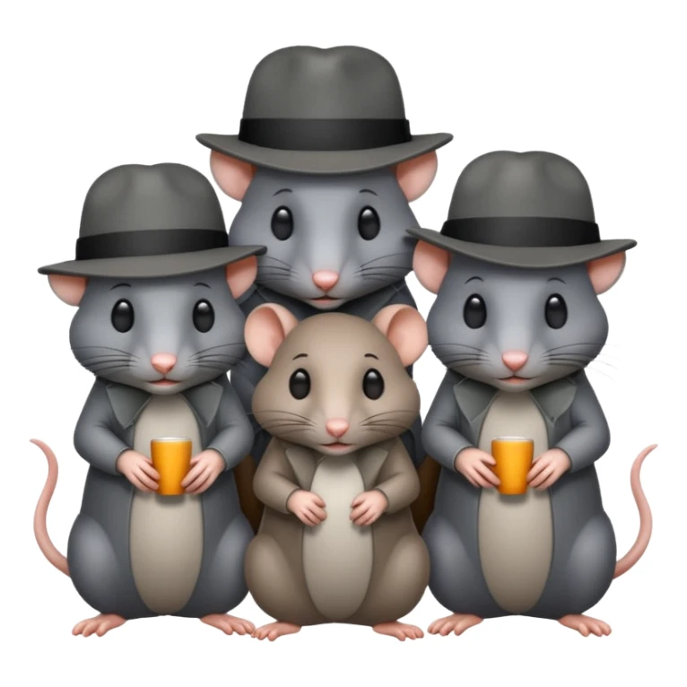 A group of three rats huddled together wearing fedoras  sticker