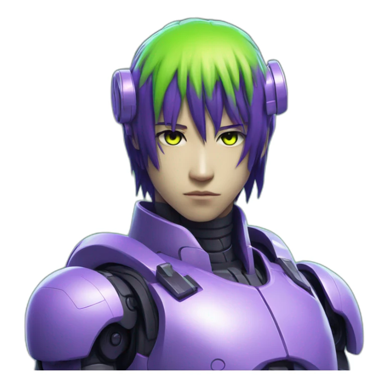 lemon-green-and-purple-neon-Robotic cyborg Sasuke sticker