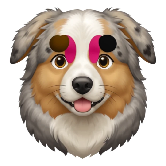 Australian Shepherd golden retriever tan eyebrows around nose and mouth black and speckled grey fur on chest. sticker