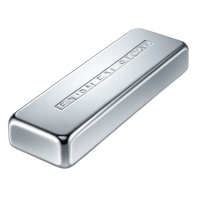 Cinematic Realistic Silver Bar, Cool and gleaming, with smooth, polished silver surfaces reflecting the light in soft, pristine highlights. The elegant shine of the metal exudes sophistication and timeless class. Soft glowing outline, capturing the essence of refined luxury and understated elegance in polished silver. sticker