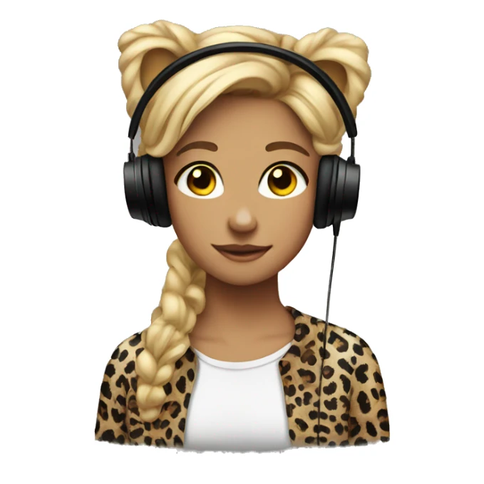 face earphones leopard shirt girl sticker