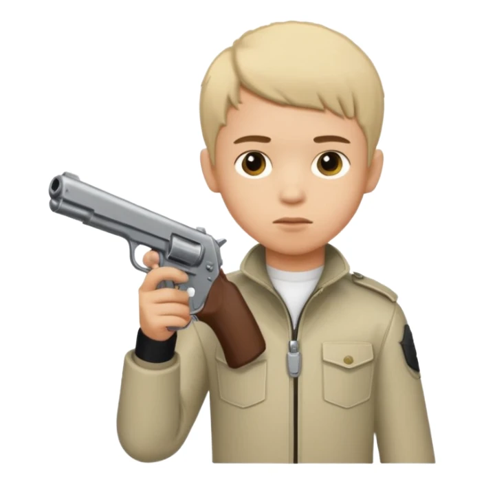 boy with an Edgar haircut holding a gun, side view sticker