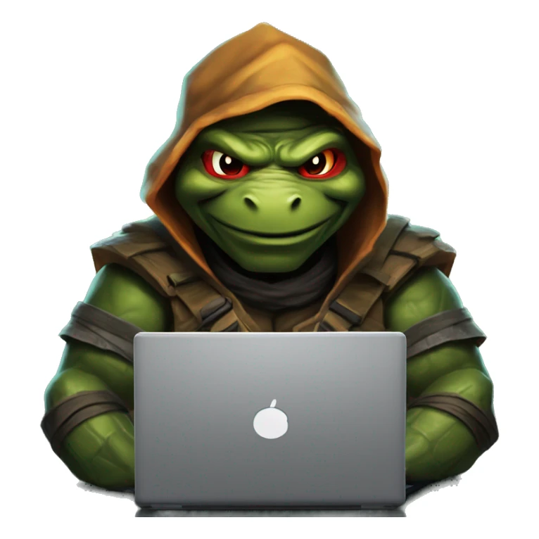 Splinter from the ninja turtle playing dota 2 on a laptop  sticker