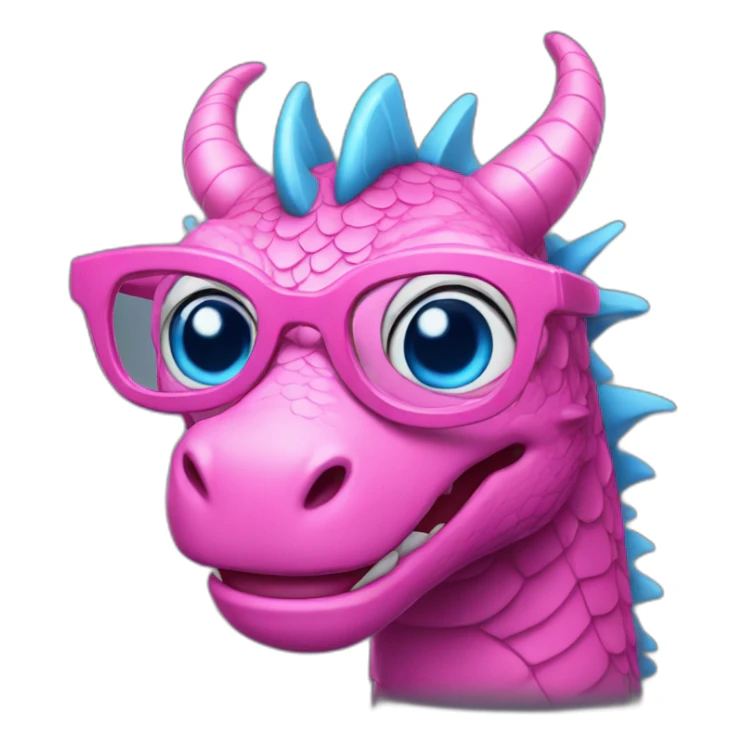 pink dragon with blue eyes glasses sticker