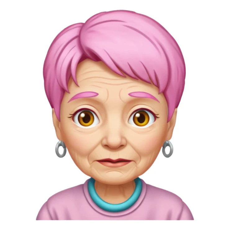 pink haired grandma with wrinkles sticker