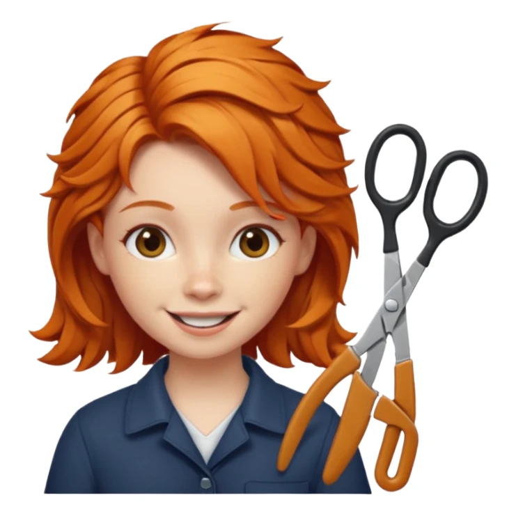 ginger girl whit a scissours in te hair sticker