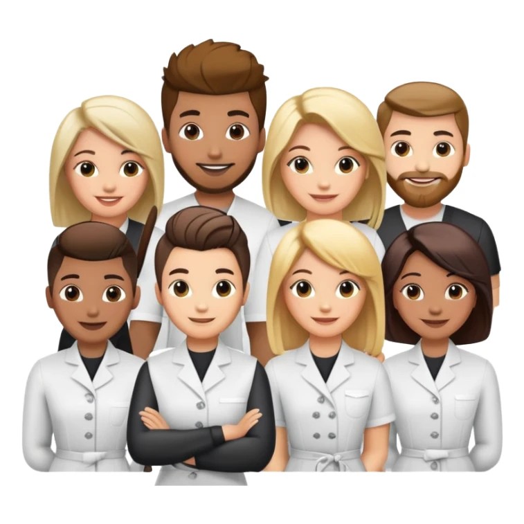 professional salon team with different hairstylists sticker