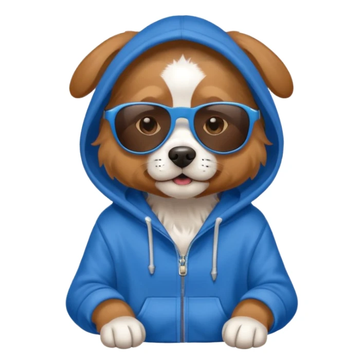 Dog wearing hoodie with sunglasses  sticker