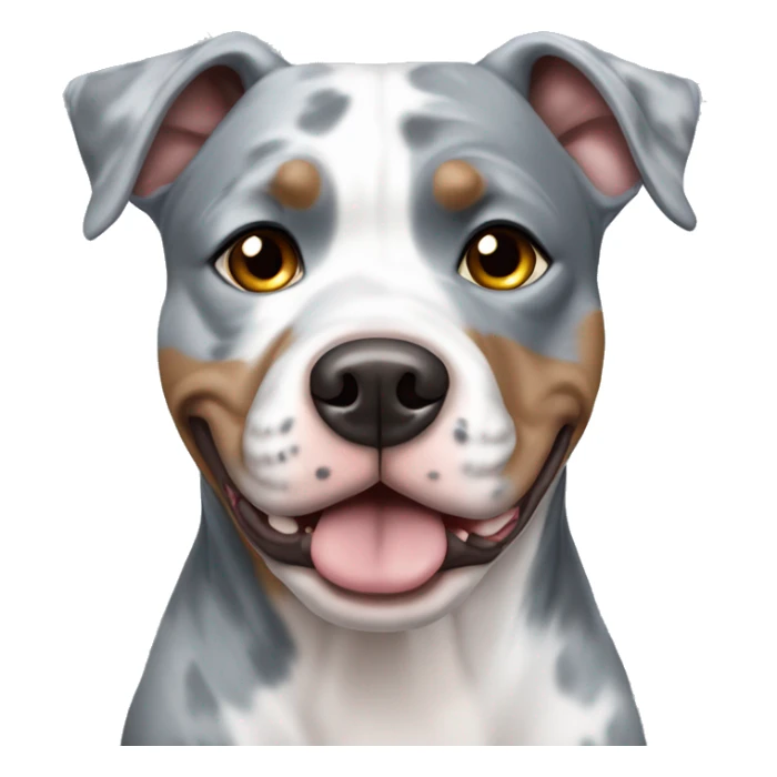 Blue Merle pitbull with one brown eye and one blue sticker