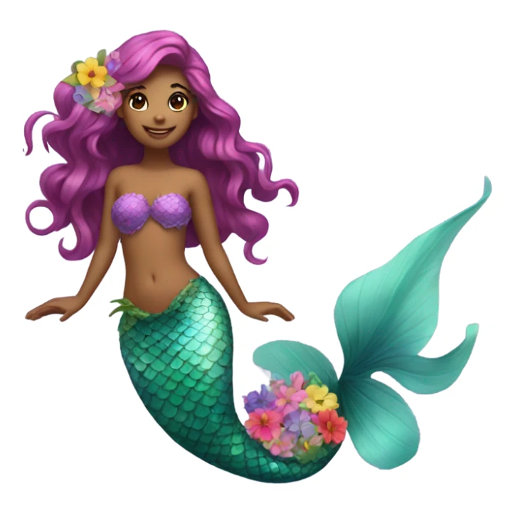 A pretty mermaid with flowers  sticker