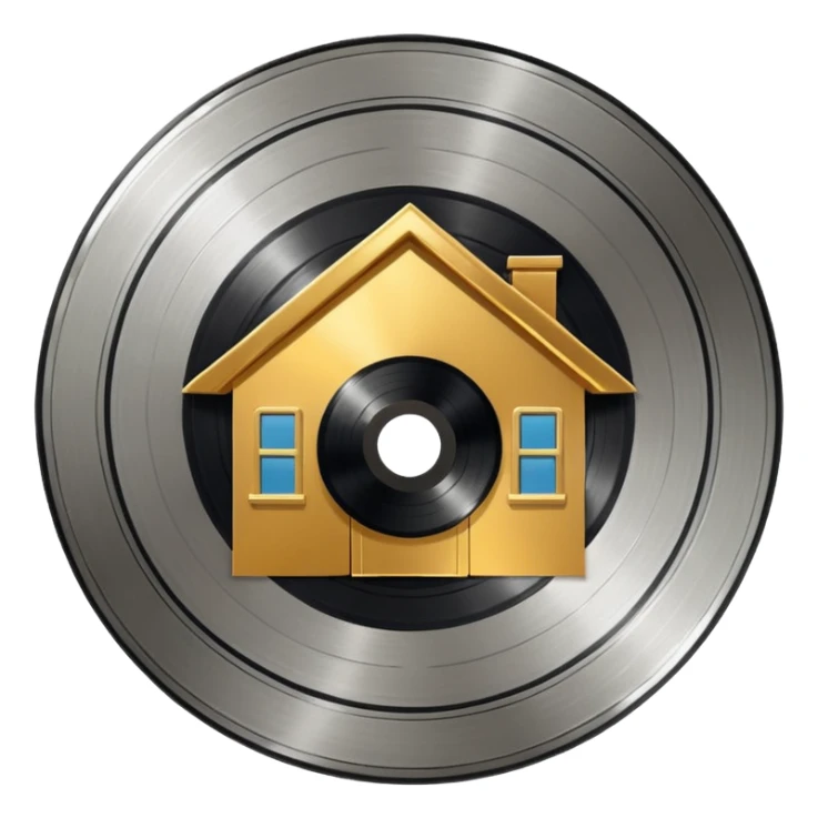 platinum vinyl with a golden house logo in the middle sticker