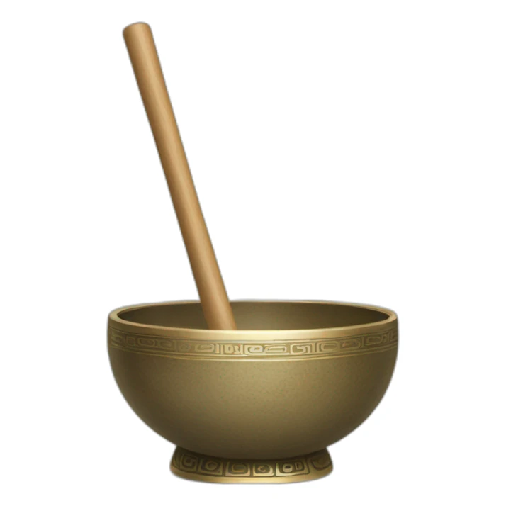 Tibetan Singing bowl with stick on kushun sticker