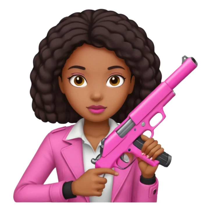 Black girl with pink gun sticker