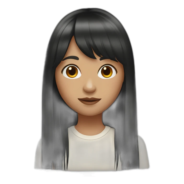 girl with long black hair and fringe sticker