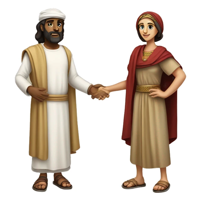 ananias and sapphira, middle eastern biblical couple in tunics, full body sticker