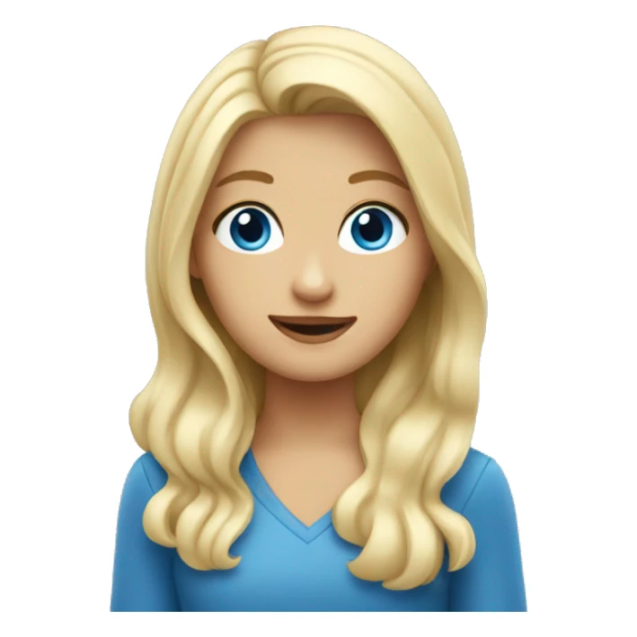 Blonde girl with blue eyes waving sticker