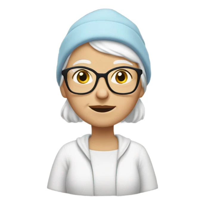 White Grandma with a Beanie ￼￼ sticker