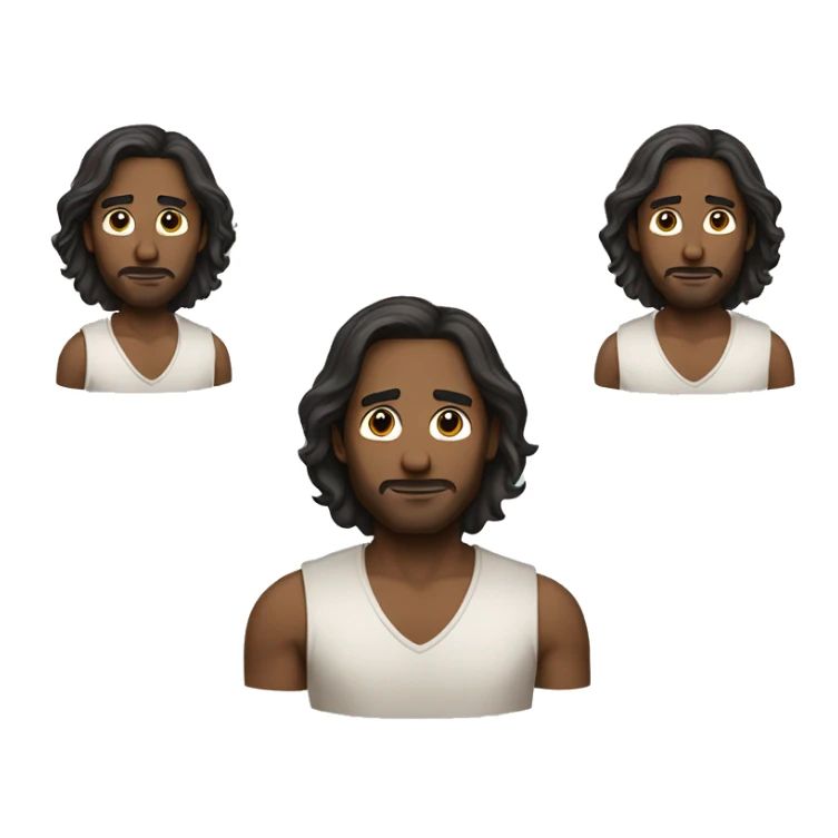 a man, long curved hair, skin lightly dark, age is between 27 to 32 sticker