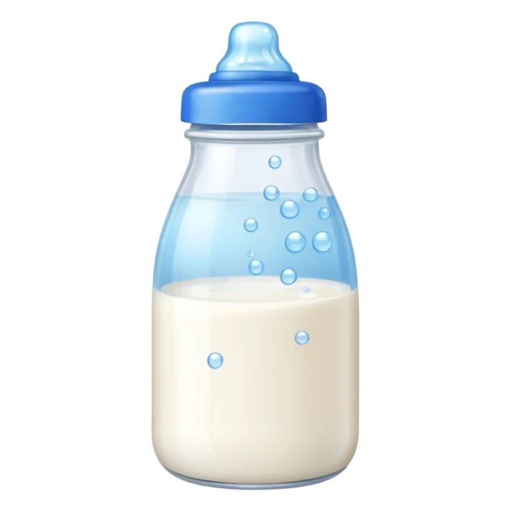 baby Milk bottle with blue cap and bubbles sticker