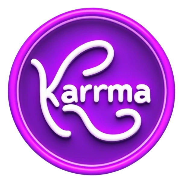 Violet neon sign with the word karma sticker