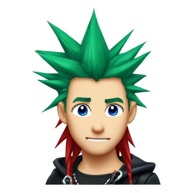 axel kingdom hearts 2 long red spiky hair blue green eyes sticker