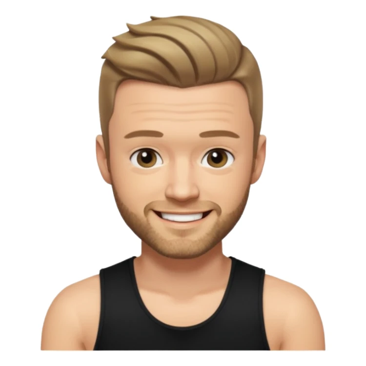 Justin Timberlake dark blonde hair, black tank top sticker