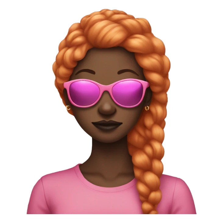 Dark skinned Lady wearing pink sunglasses, long ginger hair, smoking, sticker