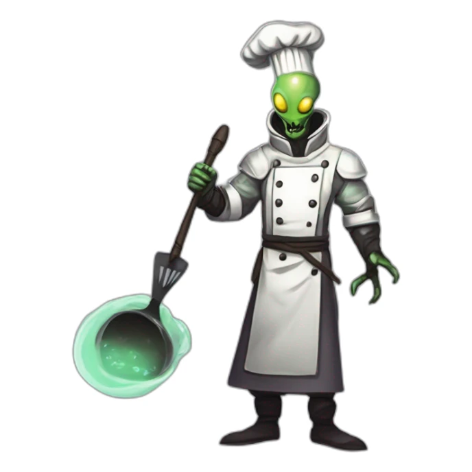 alien chef scifi roguelike rpg style inspired by slay the spire digital art sticker