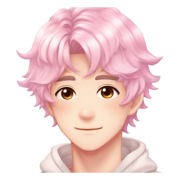 Gorgeous colorful shiny romantic pastel anime style shojo man with blushing face aesthetic and pretty hair trending style sticker