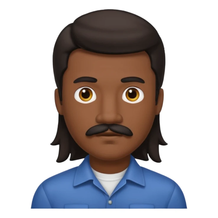 White man with dark mullet and mustache sticker