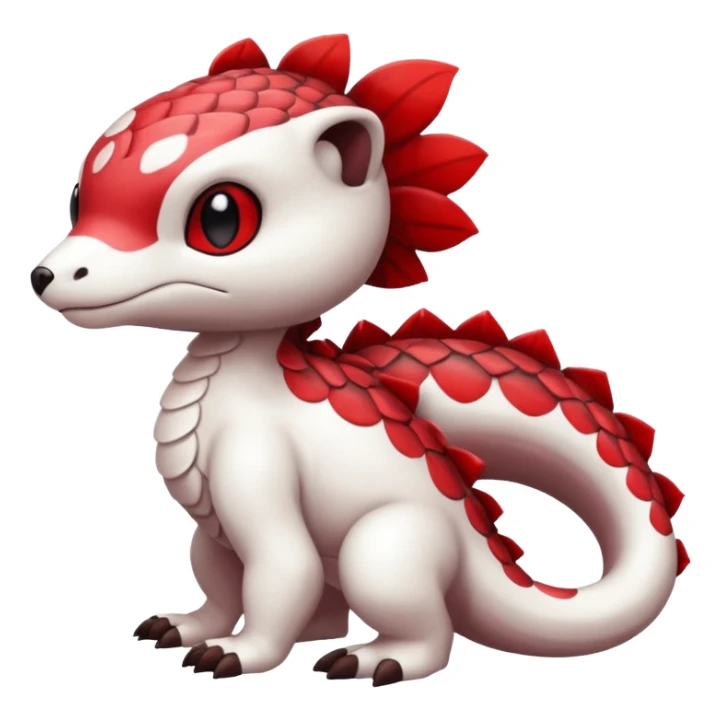 Cute cool scaley white red dark-brown animal hybrid Fakemon full body sticker
