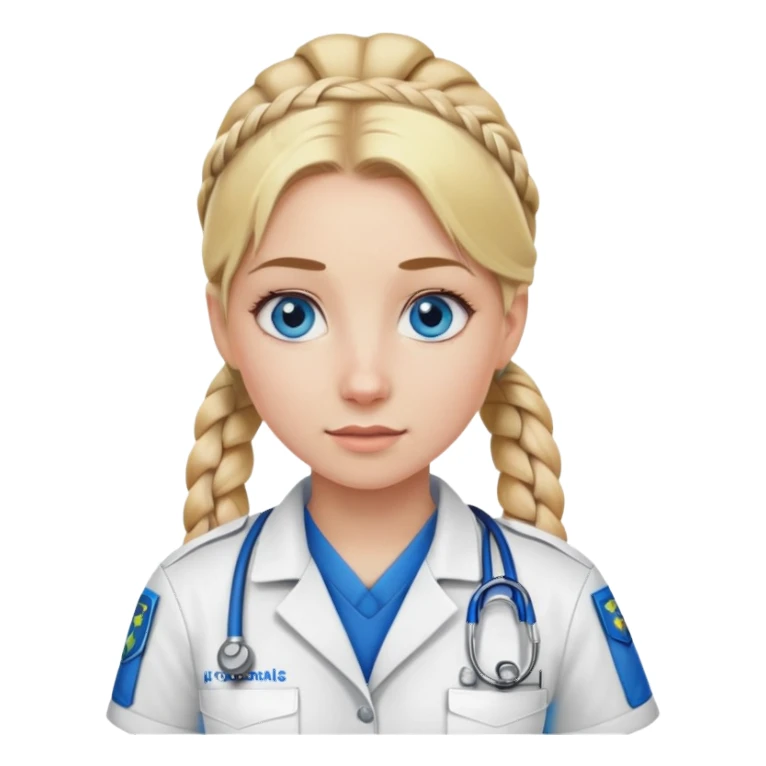 Paramedic girl with blonde hair ponytail braid and blue eyes sticker