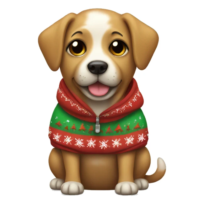 Cute dog wearing a Christmas hoodie sticker