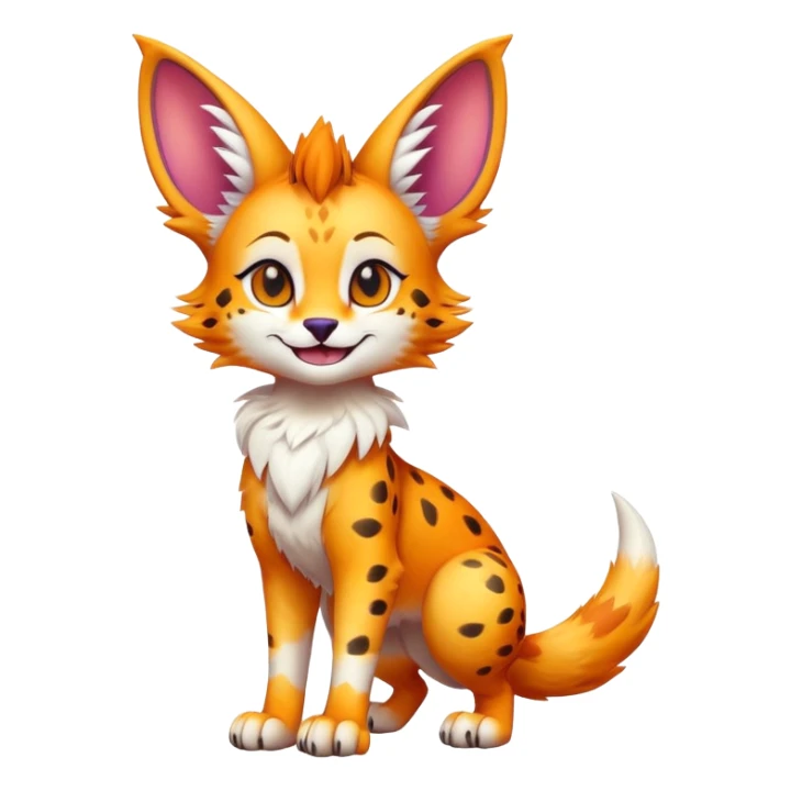 Cute Kawaii Epic Colorful Sergal-Serval-Vernid full body sticker