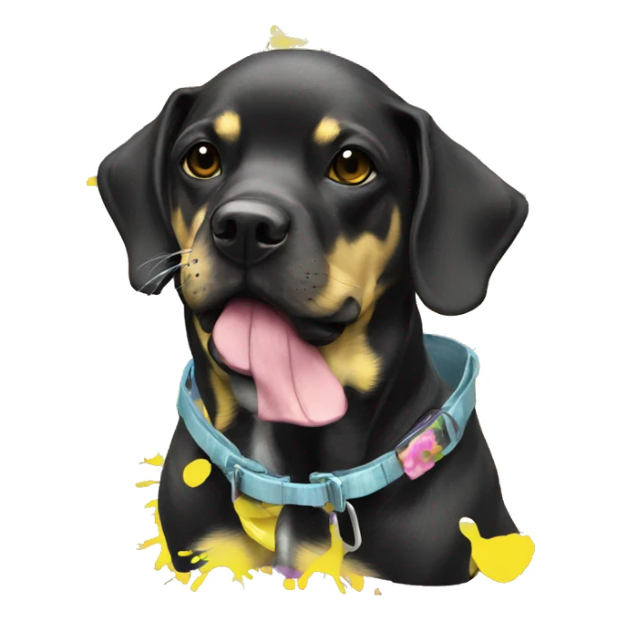 Melting punk black Graffiti dog floral patterns and yellow caution tape  sticker