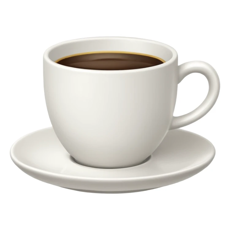 white coffee cup with saucer, minimalist, iOS emoji style, no smileys or faces, cup shape as in reference sticker