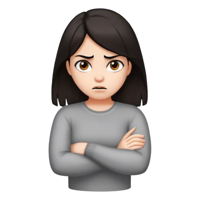 girl dark hair crossing arms mad sticker
