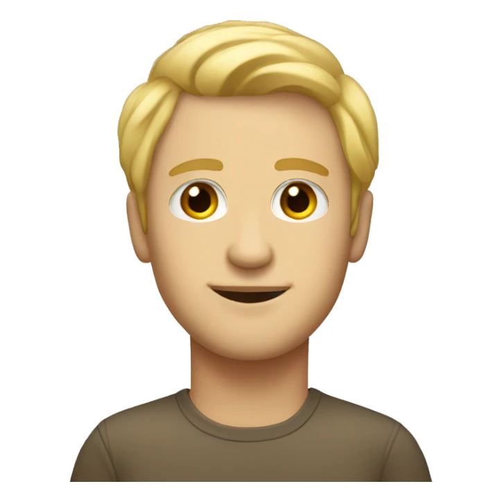 Blonde with relaxed short curtains guy, longer than average oval shaped face, brown eyes sticker