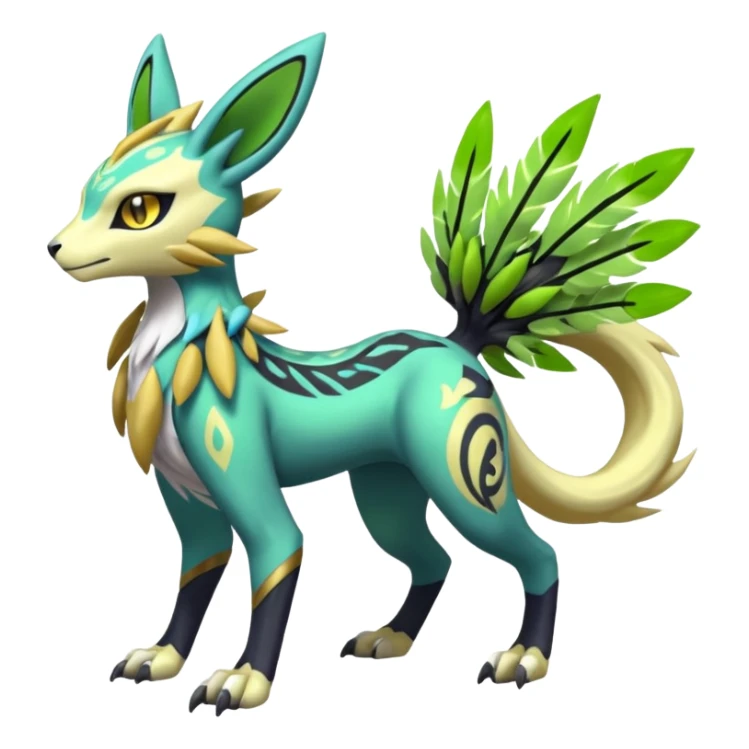  Exotic Feathery Meloetta-Zygarde-Zeraora-Renamon-Protogen-Palkia-hybrid-fusion-Fakémon-creature, full body sticker