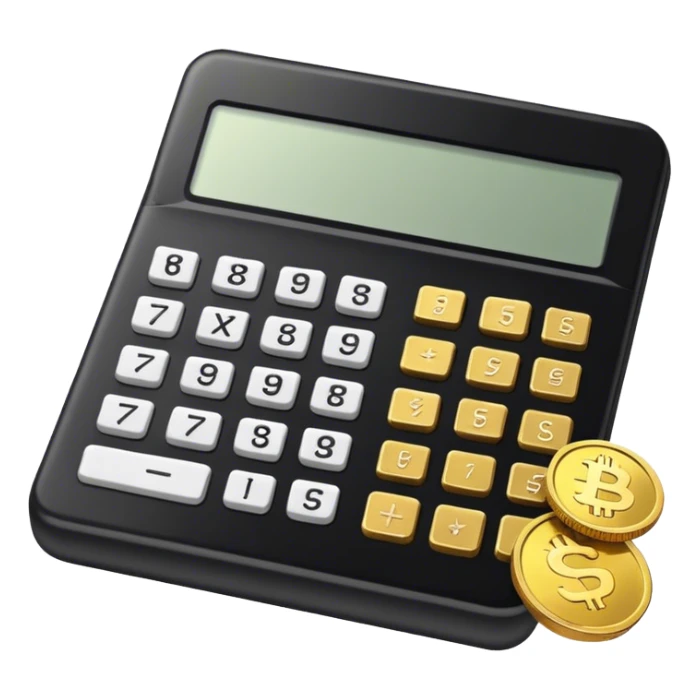 calculator black with gold coins next to it sticker