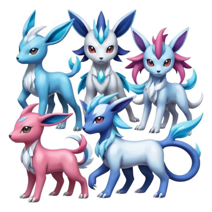 Primarina-Absol-Glaceon-Suicune-Amaura-Dialga-fusion sticker
