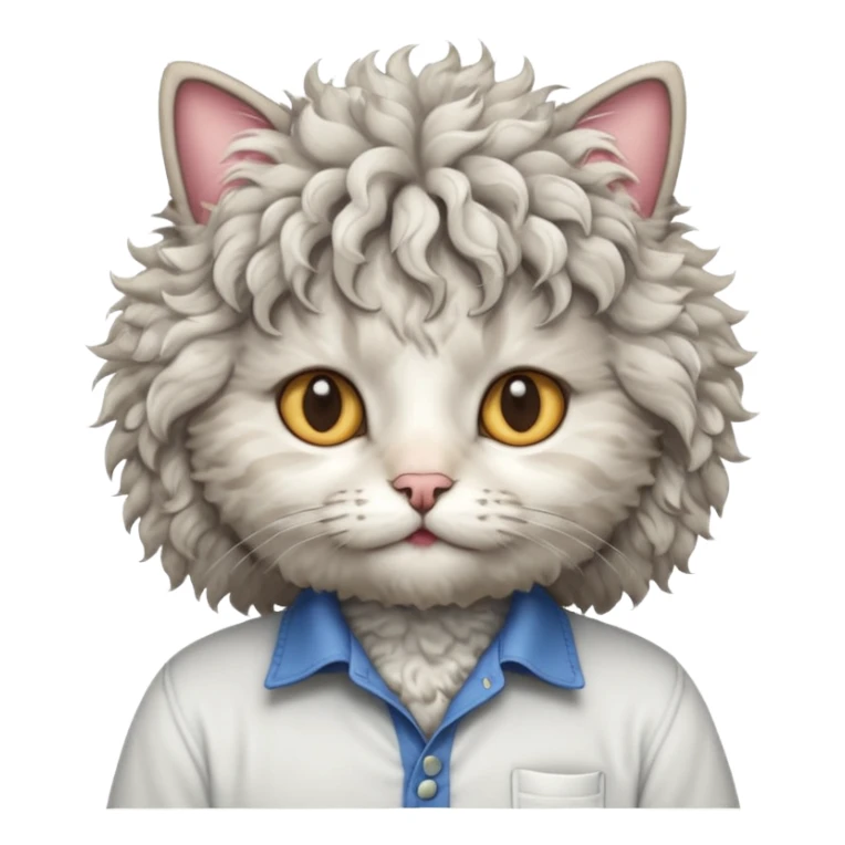 curly hair cat with shirts  sticker