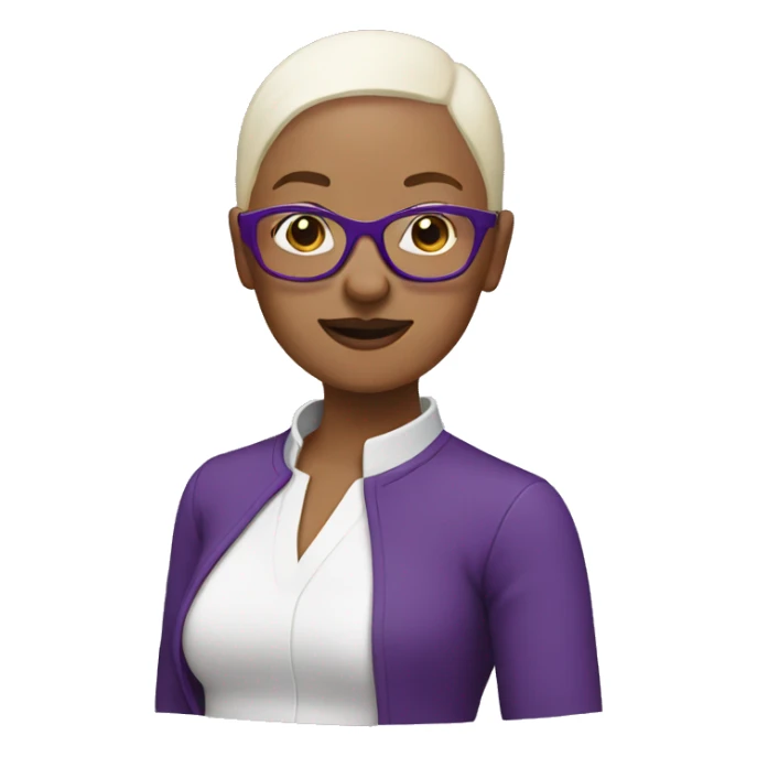bald woman with purple glasses sticker