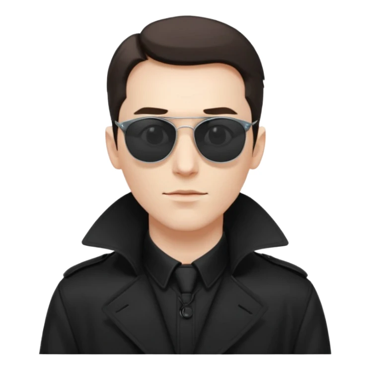 white man in black trenchcoat and matrix sunglasses sticker